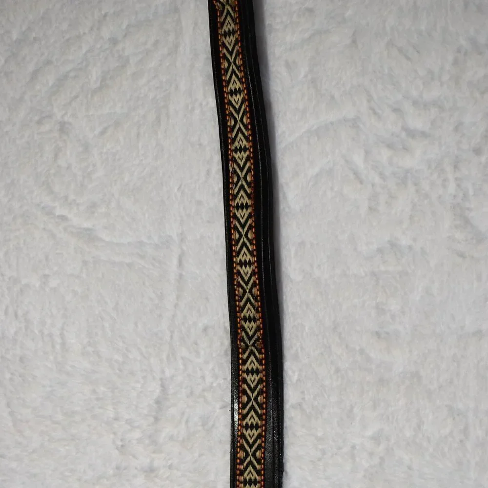 Western Black Leather Belt Sz 28 / 34 Aztec Rodeo Boho Cowboy Artisan